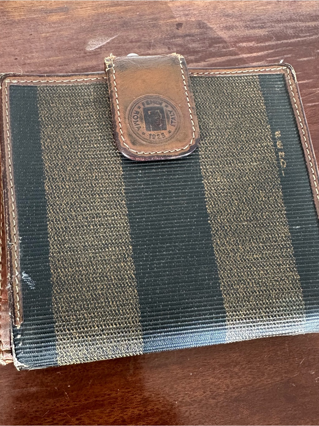 Fendi Brown And Black Striped Wallet